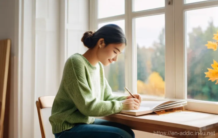 인터넷 중독 회복의 어려움 - A person in their late teens or early twenties, casually dressed in a comfortable outfit, is seated ...
