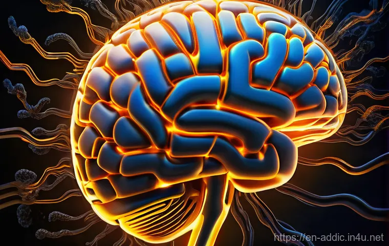 니코틴 중독과 뇌 기능 변화 - **Prompt:** "A highly stylized, vibrant, and abstract representation of the human brain's reward sys...