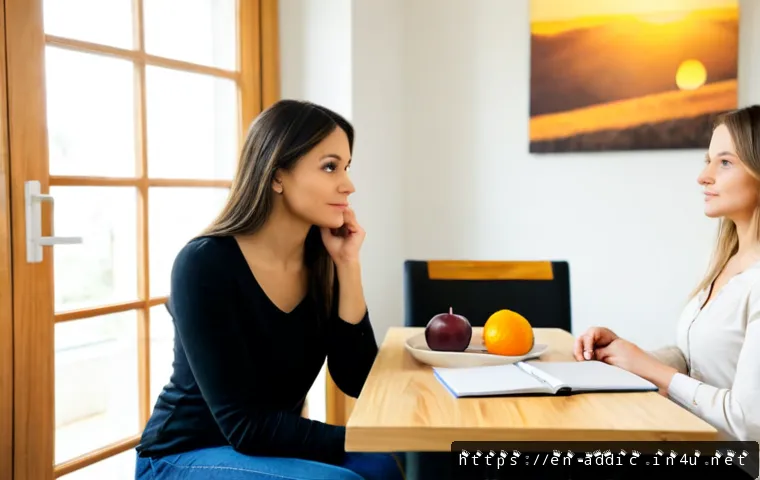 식이장애와 인지치료 - Photorealistic cognitive behavioral therapy session for eating disorder recovery, compassionate midd...